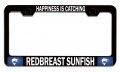 Happiness Is Catching Redbreast Sunfish Fishing Black Metal License Plate Frame Tag Holder P46 