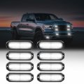 Wineco 8pcs Ultra Slim White 12-led Surface Mount Grille Flash Side Marker Emergency Strobe Lights Grill Warning Police Hazard 
