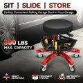 Rolling Mechanic Stool With Tool Storage Tray Height Adjustable 18 3 In To 23 5 Heavy Duty Padded Seat Roller Creeper For