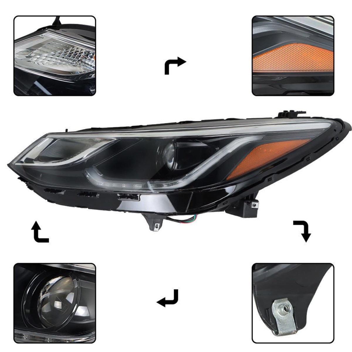 1pc Headlight Assembly Chrome Housing Replacement For Cruze 2016-2019 Halogen With Drl Driver Side Lh 42680785