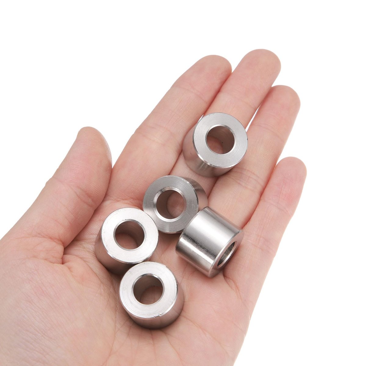 Stainless Steel Spacers 10 Pack 3 8 In Bore X 4 Od 9 16 Length Round Metal Screw Bushing For M10 Screws Bolts And Rods Silver