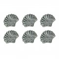 Zeckos Set Of 6 Antique Silver Cast Iron Scallop Sea Shell Drawer Pulls Nautical Cabinet Knobs 2 Inches Long Seashell Da Cor 