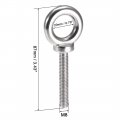 Uxcell Lifting Eye Bolt M8 X 50mm Male Thread 304 Stainless Steel For Hanging Pack Of 5