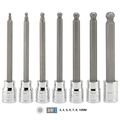 Neiko 10243a 3 8a Drive Extra Long Ball End Hex Bit Socket Set S2 Steel 7-piece Metric 3mm To 10mm 