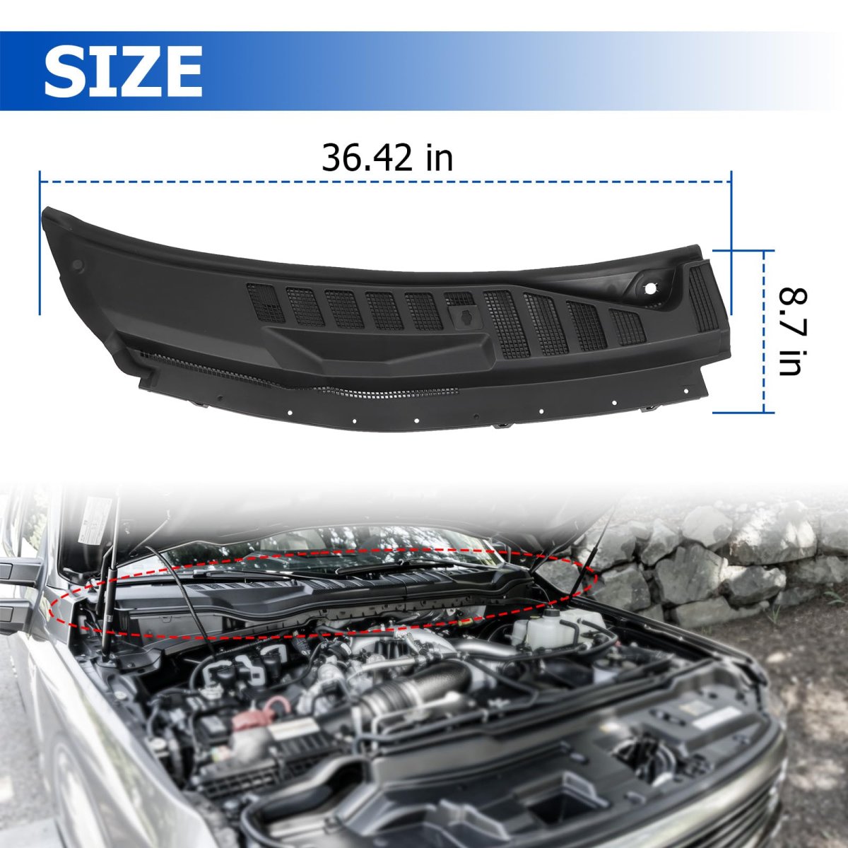 Wiper Cowl 2017-2022 Replacement For Ford F250 F350 F450 F550 Super Duty