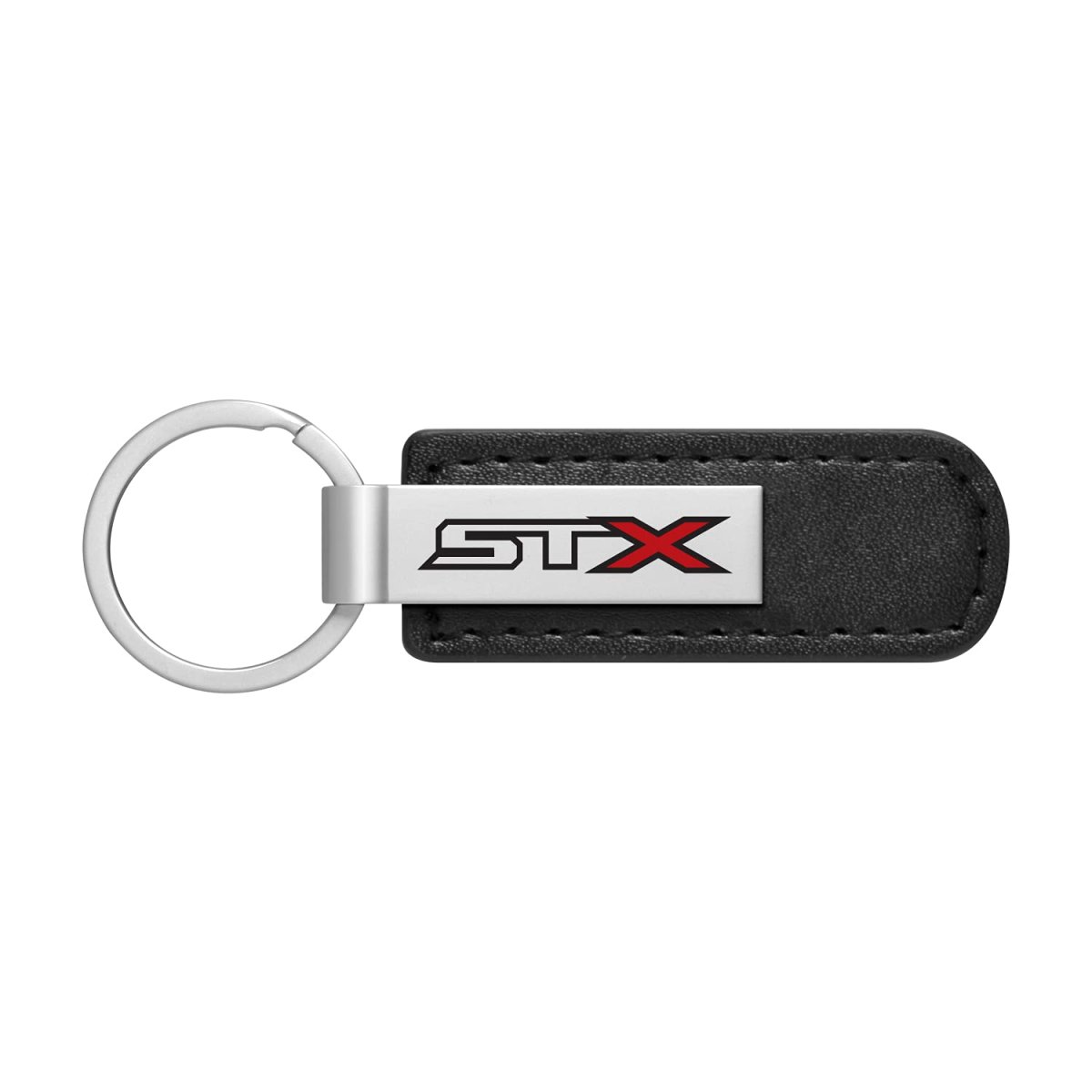 Ford F-150 Stx 4x4 Black Pu Leather Strap Silver Metal Bar Key Chain Official Licensed