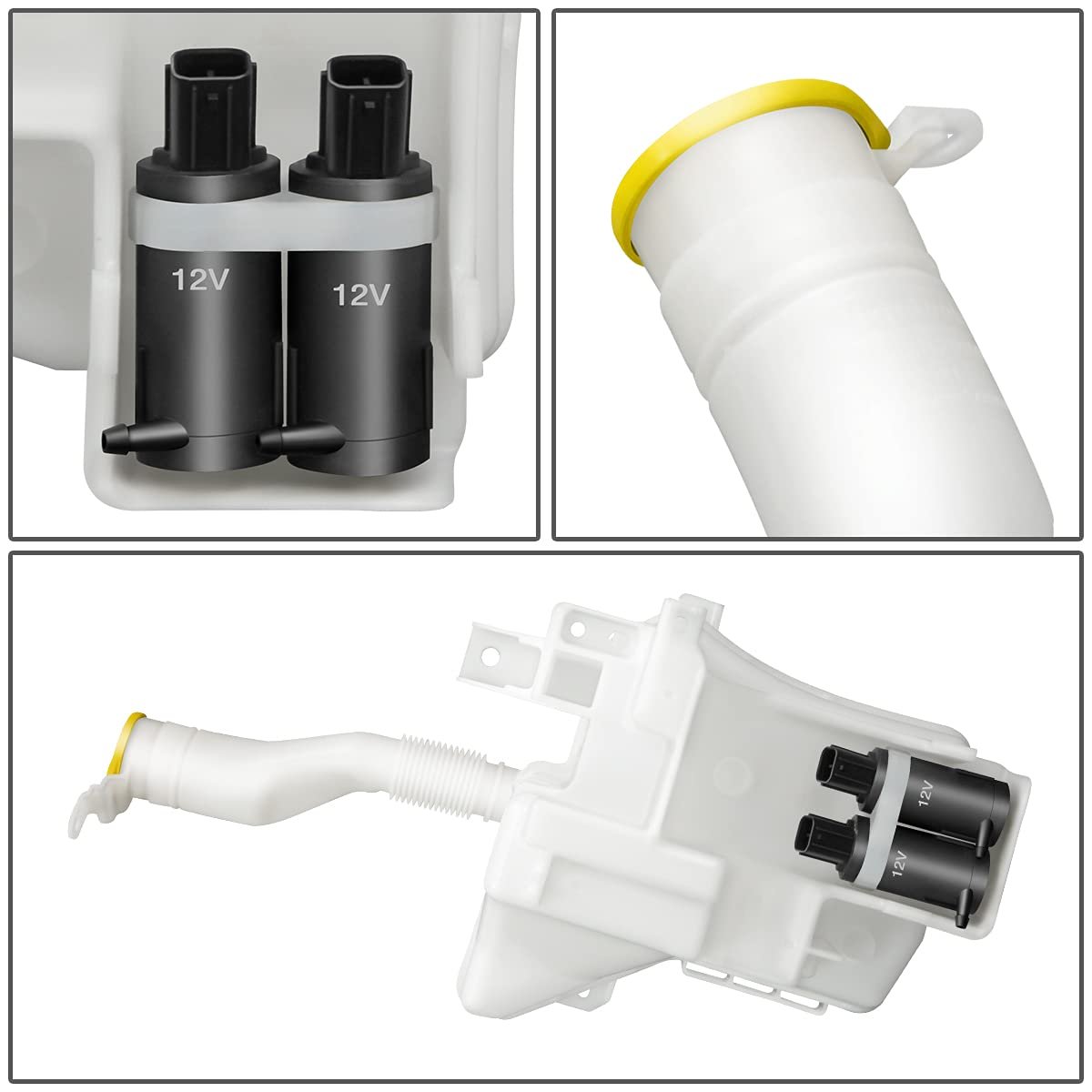 Auto Dynasty Su1288103 Factory Style Car Windshield Washer Reservoir Tank Cap Filler Tube Fluid Pump For Subaru Forester 09-13