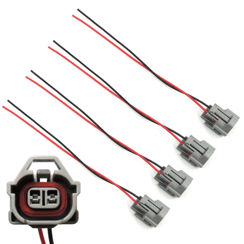 4 Pcs Fuel Injector Connector Electrical Pigtail Plug Replacement For Mazda Mitsubishi Nissan Subaru Toyota 2 Wire 6 69 In