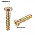 Uxcell M8x35mm Furniture Screw Hex Socket Machine Screws Zinc Plated Fasteners Bolts Full Thread Carbon Steel 10pcs