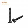 Uxcell 12 X 1-3 4 Sheet Metal Screws 50pcs Black Oxide 410 Stainless Steel Flat Head Phillips Drive Self Drilling