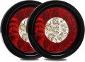 Fits Jeep Tj Yj Cj 4 Round Led Truck Trailer White Red Taillights With Rubber Grommet 16led Dc 12v Waterproof Stop Brake