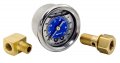 Vms Racing 0-7 Kg Cm2 Bar 0-100 Psi Liquid Filled Fuel Pressure Gauge With Adapters Kit In Silver Aluminum Face And Center Blue