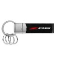 Chevrolet Corvette C8 Z06 Black Genuine Leather Strap Chrome Round Hook Metal Key Chain Official Licensed 