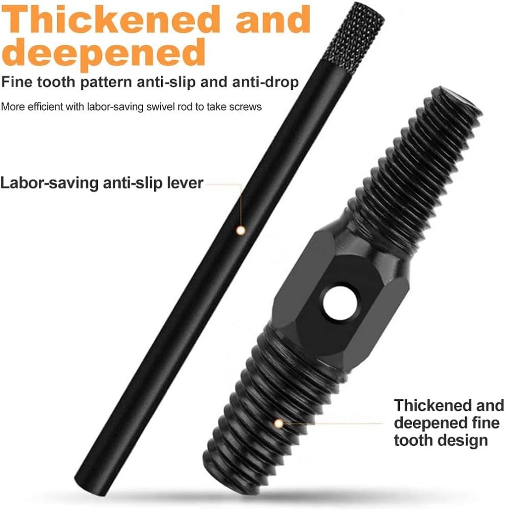 Fixinus Screw Extractor Double Head Pipe Broken Bolt Damaged Remover Dual Use 1 2 And 3 4 Inch With Stick