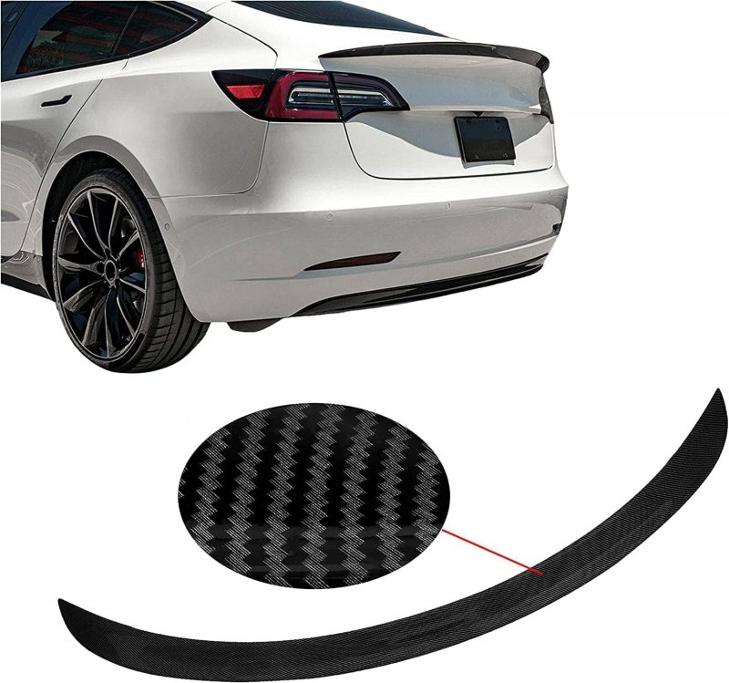 Rear Trunk Spoiler Wing Lip For 2017-2023 Tesla Model 3 Tail Lid Carbon Fiber Style