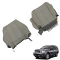 2pcs Gray Leather Seat Cover Driver Bottom And Top Replacement For 2007-2014 Expedition Sport Utility 4-door 