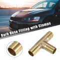 X Autohaux 3 Pcs 14mm 0 55 Brass Car Barb Hose Fitting T Shape Way Connector For Joiner Air Water Fuel Gas