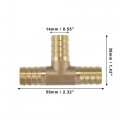 X Autohaux 3 Pcs 14mm 0 55 Brass Car Barb Hose Fitting T Shape Way Connector For Joiner Air Water Fuel Gas