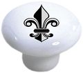 Carolina Hardware And Decor 2243 Black White Fleur De Lis Ceramic Cabinet Drawer Knob 