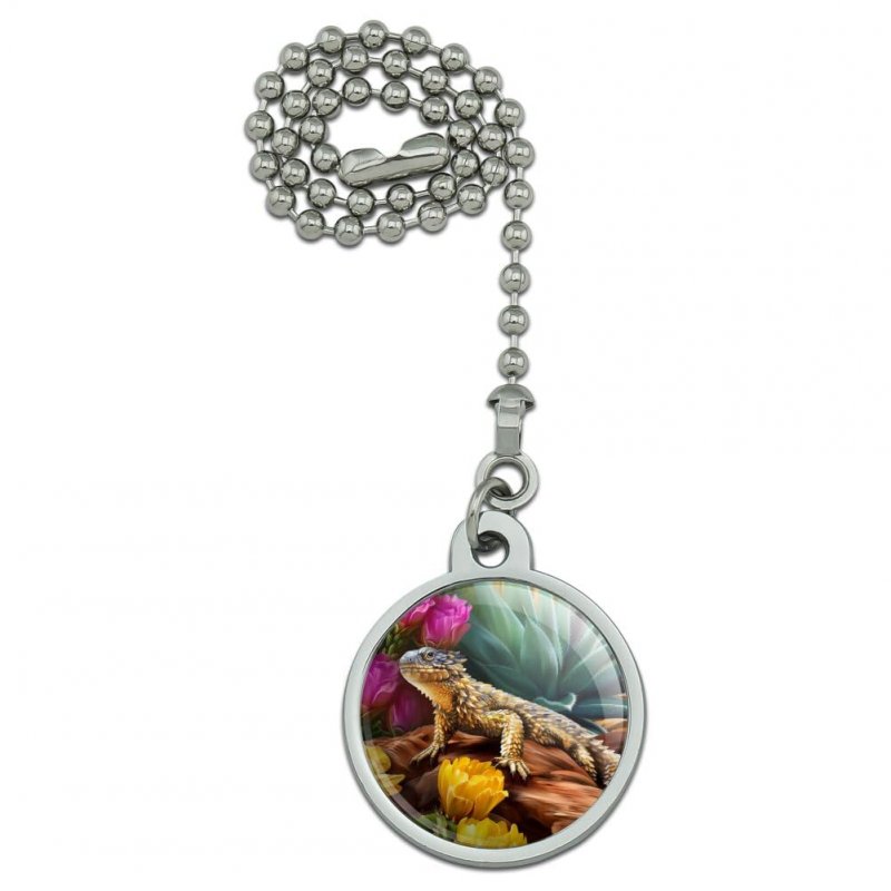 Horned Lizard And Flowers Ceiling Fan Light Pull Chain