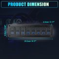 Car Marine Boat 8 Gang 5 Pin Toggle Rocker Switch Panel 12v 24v Circuit Breaker Blue Led Indicator Waterproof Lighted Power