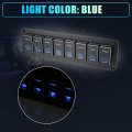 Car Marine Boat 8 Gang 5 Pin Toggle Rocker Switch Panel 12v 24v Circuit Breaker Blue Led Indicator Waterproof Lighted Power