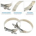 Zreneyfex 2pcs 3 5inch T-bolt Hose Clamp Stainless Steel Band Floating Bridge And Nylon Insert Locknut For Truck Air Intake