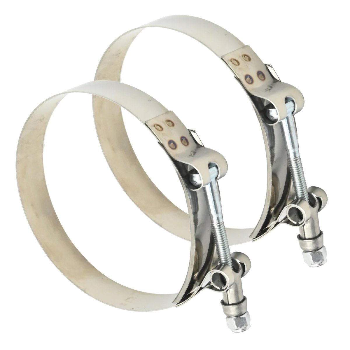 Zreneyfex 2pcs 3 5inch T-bolt Hose Clamp Stainless Steel Band Floating Bridge And Nylon Insert Locknut For Truck Air Intake