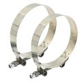 Zreneyfex 2pcs 3 5inch T-bolt Hose Clamp Stainless Steel Band Floating Bridge And Nylon Insert Locknut For Truck Air Intake
