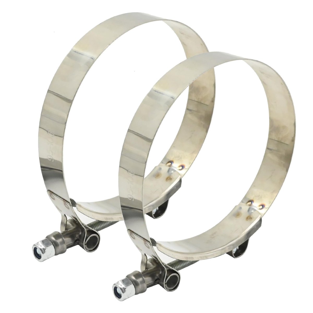 Zreneyfex 2pcs 3 5inch T-bolt Hose Clamp Stainless Steel Band Floating Bridge And Nylon Insert Locknut For Truck Air Intake