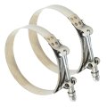 Zreneyfex 2pcs 3 5inch T-bolt Hose Clamp Stainless Steel Band Floating Bridge And Nylon Insert Locknut For Truck Air Intake 