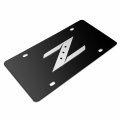 Ipick Image 3d Silver Brush Metal Look Logo On Black Stainless Steel License Plate For Nissan 350z Z