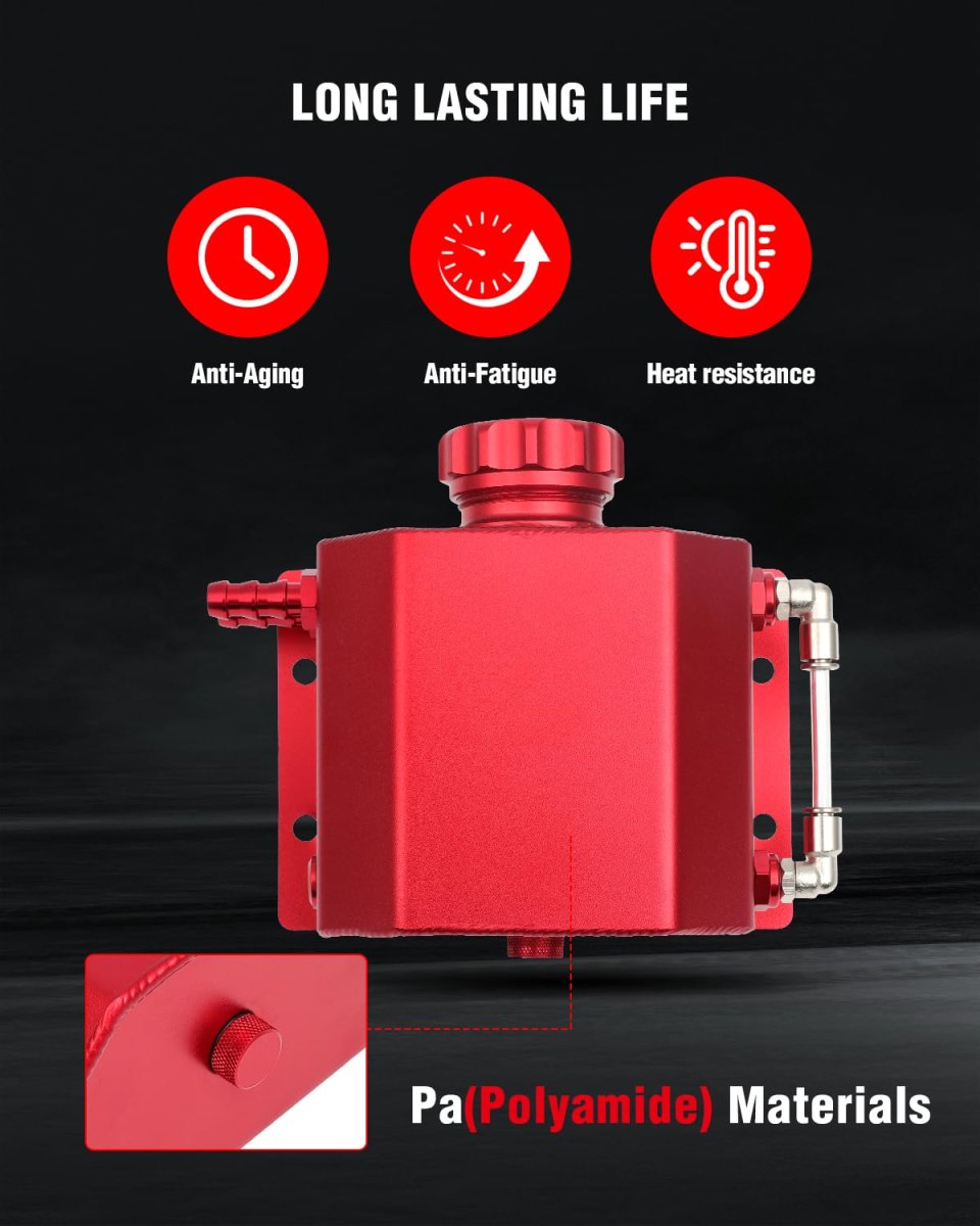 Universal 1l Engine Coolant Radiator Recovery Kit Red Aluminum Reservoir For Atvs Direct Fit Easy Install Reliable Replacement