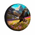 Miyasang Sky Messenger Eagle Spare Tire Cover Mountains Colored Wildflowers Meadow Trees Weatherproof Universal Wheel 