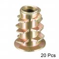 Uxcell Furniture Threaded Insert Nuts Zinc Alloy M4 Internal Threads 10mm Length 20pcs
