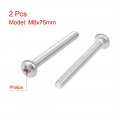Uxcell M8x75mm Machine Screws Pan Phillips Cross Head Screw 304 Stainless Steel Fasteners Bolts 2pcs