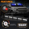Xridonsen Blue Emergency Visor Lights Bar Interior Windshield Strobe 40 Led Warning Safety Flashing W White Take Down Deck
