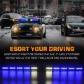 Xridonsen Blue Emergency Visor Lights Bar Interior Windshield Strobe 40 Led Warning Safety Flashing W White Take Down Deck