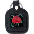 Sq Leather Keychain Rose 