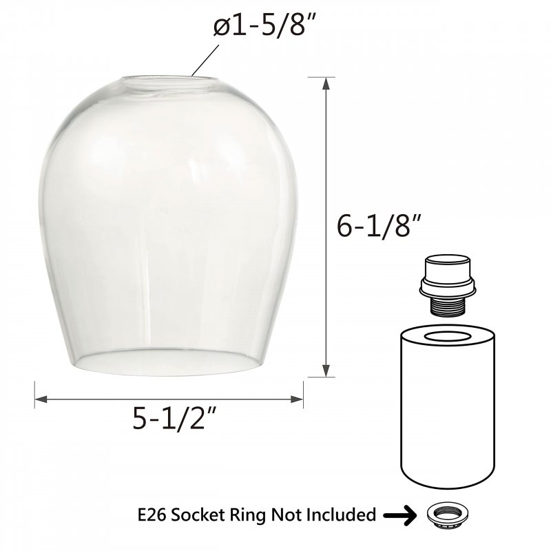 Aspen Creative 23612-60-3 Clear Barrel Glass Shade Size 5-1 2 Dia X 6 H Center Hole 45mm Set Of 3