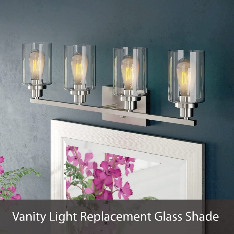 Aspen Creative 23612-60-3 Clear Barrel Glass Shade Size 5-1 2 Dia X 6 H Center Hole 45mm Set Of 3