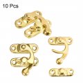 Uxcell Antique Vintage Lock Clasp Right Latch Hook Hasp 42mm X 37mm Swing Arm Plated Golden 10 Pcs W Screws