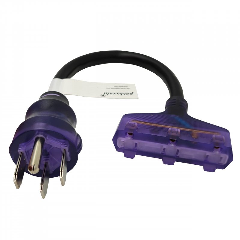Parkworld 63487 Rv 50 Amp To 110v Adapter Cord Nema 14-50p Straight Male 3 5-15r Household Tri Outlet Female With Lighted 1 5ft