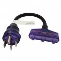 Parkworld 63487 Rv 50 Amp To 110v Adapter Cord Nema 14-50p Straight Male 3 5-15r Household Tri Outlet Female With Lighted 1 5ft