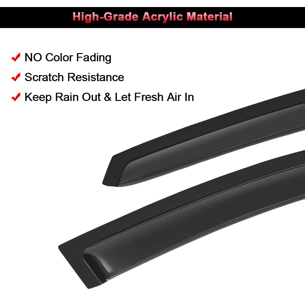 4pcs Side Window Deflectors For 2008 2012 Honda Accord Outside Mount Rain Guards With Smoked Tint And Adhesive Tape Front Rear