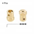 Uxcell Hex Coupler 8mm Bore Motor Brass Shaft Coupling Flexible Connector For Car Wheels Tires 4pcs