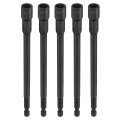 5pcs Hex Nut Driver Drill Bit 8mm Metric 6-point Socket 1 4 Shank Magnetic Setter Cr-v Steel Bolt Sockets For Power Drills