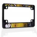 Fastasticdeals Metal Insert Bike License Plate Frame Staring Tiger Eyes Weatherproof Motorcycle Accessories Black 4 Holes Solid 