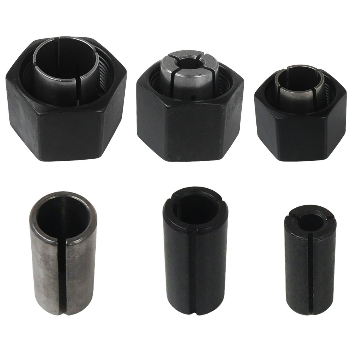 Router Collet Chuck And Nut Reducer Sleeves Set For Bosch 17 1618 1613 1619evs Mrc23evsk Mrf23evs Mrp23ev With 1 2 In 1 4 12mm