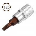 Uxcell 2pcs 1 4 Drive X T20 Torx Bit Socket S2 Steel Bits Cr-v Sockets 5 Length Use With Ratchet Wrench Slide Bar Extension Rod